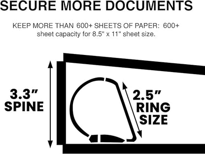 2 Pack of 2.5” Smooth Opening Angle D-Ring View Binders, Professional - Image 4