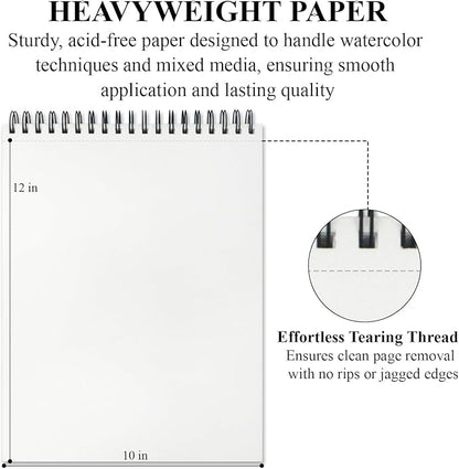 Watercolor Sketchbook 10"x12", 32 Sheets Water Color Paper, 140lb/300gsm - Image 2