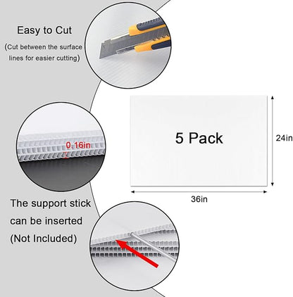 Poster Board 24" x 36", 5 Pack White Corrugated Plastic Board, 3/16 Inches - Image 6