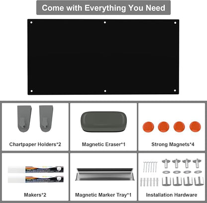 Large Black Glass Dry Erase Board, 96 x 48 Inches Magnetic Glass whiteboard - Image 4
