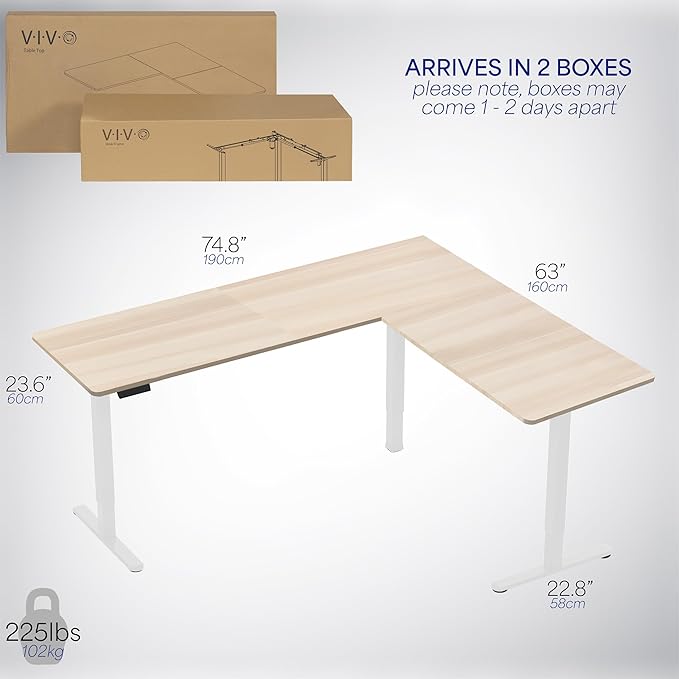 VIVO Electric Corner 75 x 63 inch L-Shaped Standing Desk, Memory Height - Image 6