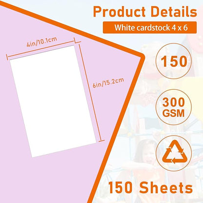 Guakicae 150 Sheets White Cardstock 4 x 6 Scrapbooking Paper, 300gsm/110lb - Image 2