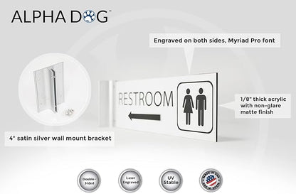ALPHA DOG SIGNS Corridor Projecting Hallway Bathroom Sign, Left Arrow, - Image 3