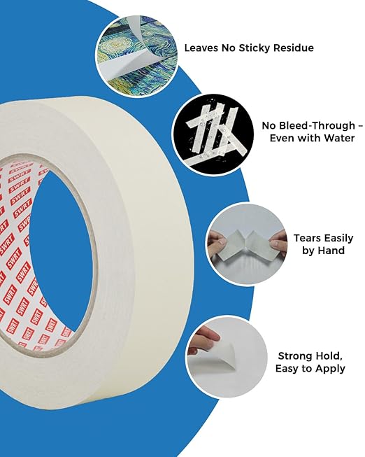 SWRT Masking Tape 2 Inche Wide × 55Yds– 2 Rolls, Strong Adhesive, Clean Removal - Image 5