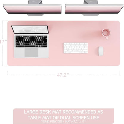 YSAGi Non-Slip Leather Desk Pad Long Size, Waterproof Laptop Computer Desk - Image 2