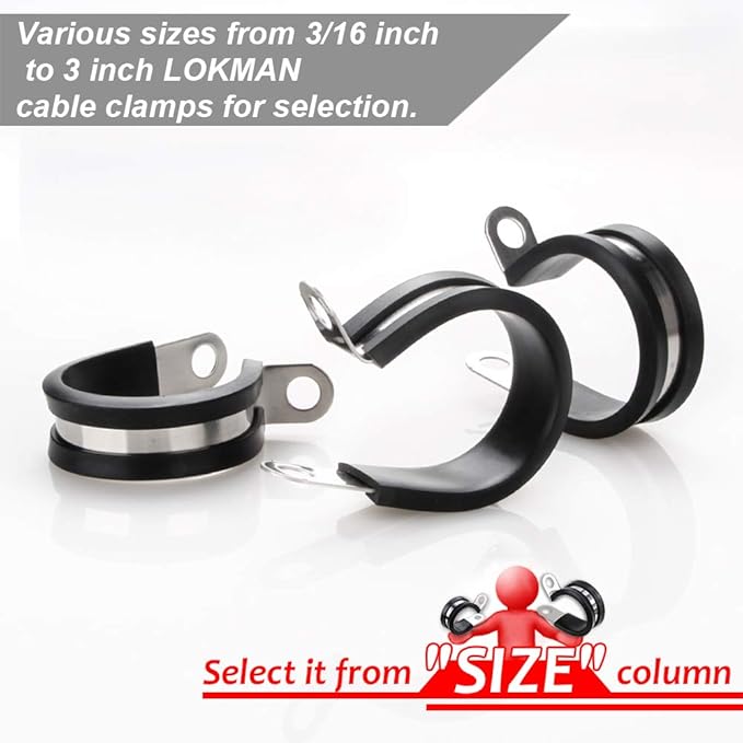 LOKMAN 20 Pack 1-1/4 Inch Stainless Steel Cable Clamp, Rubber Cushioned - Image 2