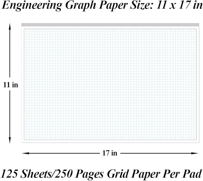 Engineering Graph Paper Pads, 11x17 Quadrille 125 Sheets/250 Pages Grid Paper - Image 2