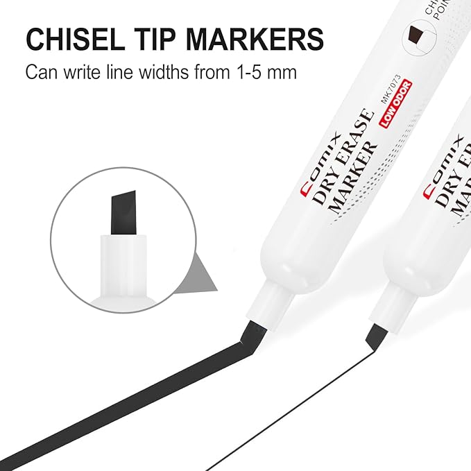 Comix Low Odor Dry Erase Markers Black, 36 Bulk Black Color Whiteboard Markers - Image 2