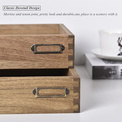 KIRIGEN Wooden Stackable Office Letter Organizer Desk Tray Pack of 2 - Image 4