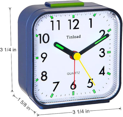 Tinload Small Battery Operated Analog Alarm Clock Silent Non Ticking, Ascending - Image 7