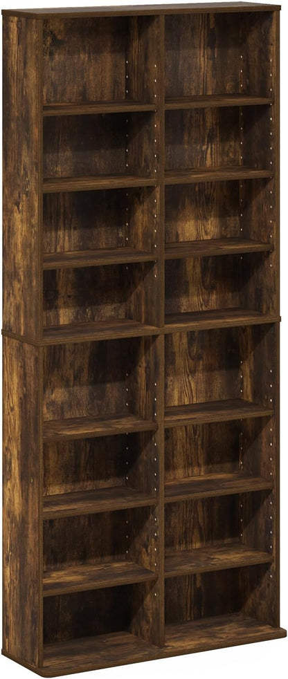 Furinno Jaya DVD Shelf, 16-Shelf Wide CD Rack, Media Shelf - Image 5