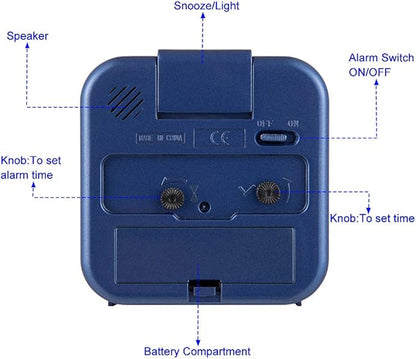 Tinload Small Battery Operated Analog Alarm Clock Silent Non Ticking, Ascending - Image 6