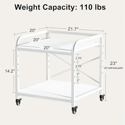 Vokumba 20 Inches Large White Printer Stand, 2-Tier Under Desk Printer Table - Image 4