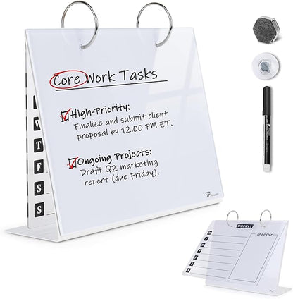 Desktop Glass Dry Erase & Acrylic Aesthetic Desk Calendar Weekly to-do List by TOWON