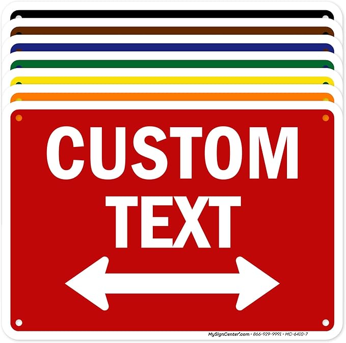 Custom Arrow, Custom Directional Sign, Two way Arrow, 7x10 Inches, 55 mil thick by MySignCenter