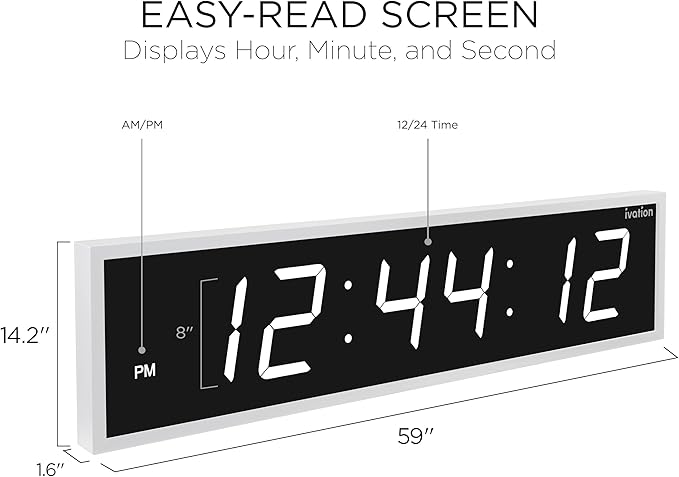 Ivation Huge Oversized 60" Large Digital LED Clock | Big Digital Clock - Image 2