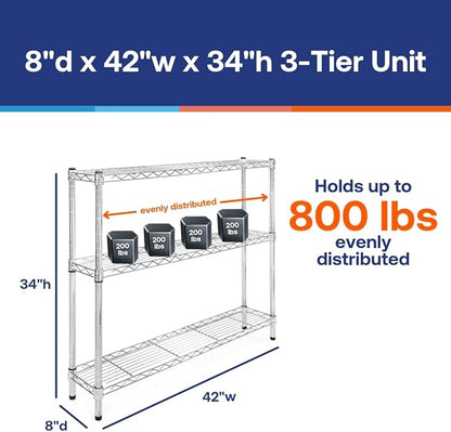 Shelving Inc. 8" d x 42" w Chrome Wire Shelving - Image 2