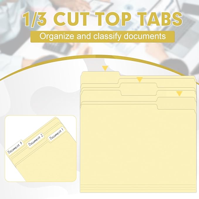 Manila Folders, HERKKA 120 Pack 1/3 Cut Tab File Folders, Manila Folders 8.5 x - Image 3