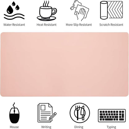 Blossoms Pink Desk Mat, Waterproof Non-Slip Leather Desk Pad, Large Mouse Pad - Image 5
