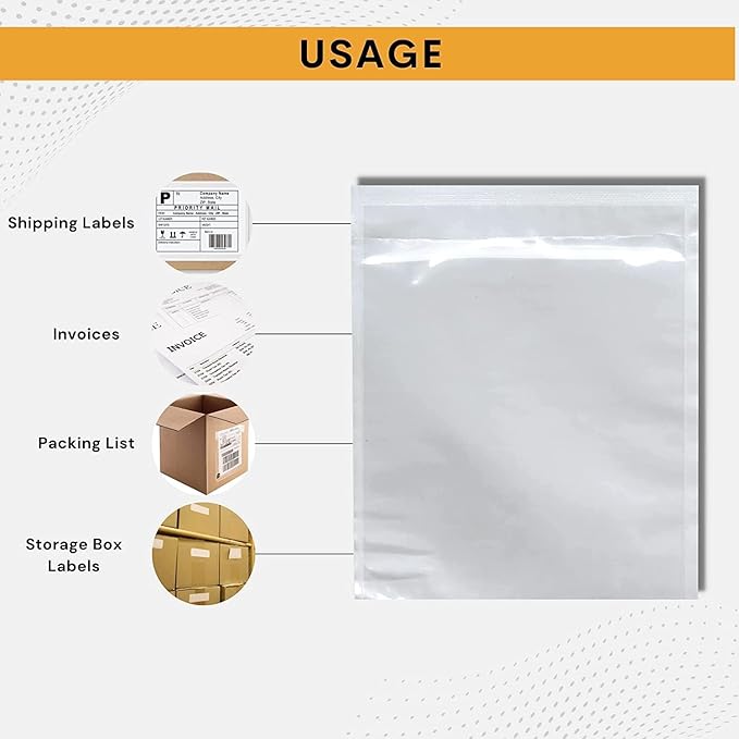 300 Pack 6"x9" Shipping Label Sleeves – Clear Self-Adhesive Packing Slip Pouches - Image 7