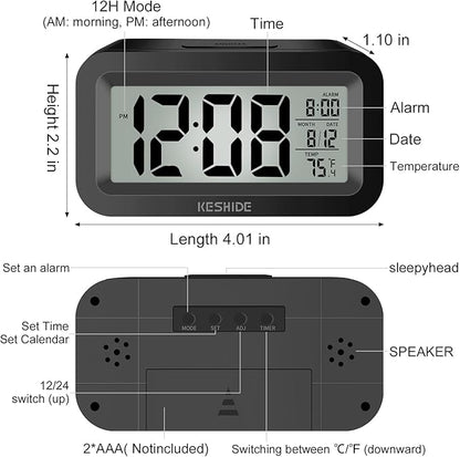 KESHIDE Travel Digital Alarm Clock, Battery Operated - Image 2