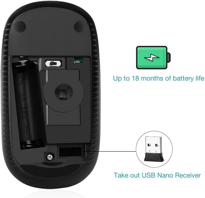 VssoPlor Wireless Mouse, 2.4G Slim Portable Computer Laptop Mouse - Image 6