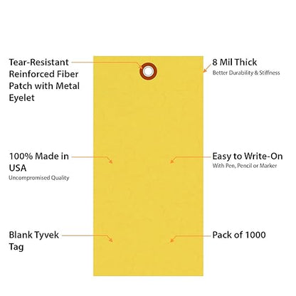 SmartSign 6.25 x 3.125 inch “Yellow” Blank Tyvek Shipping Tags - Image 5