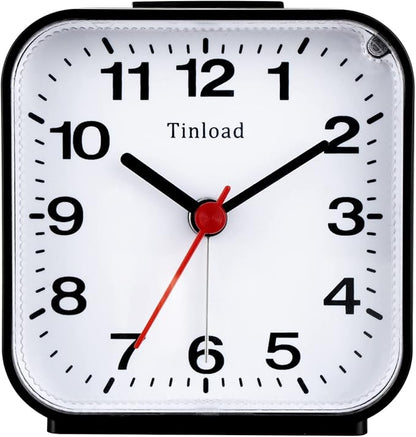 Tinload Small Battery Analog Alarm Clock Silent Non Ticking, Ascending Beep by Tinload