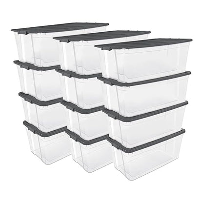 Sterilite 12-Pack Modular Stacker Box, Durable Clear Plastic Storage Bins by Sterilite