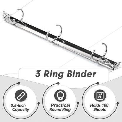 3 Ring Binder 0.5 Inch, PANDRI 12 Pack 0.5-Inch Binder Fits Letter Size 8.5'' x - Image 4