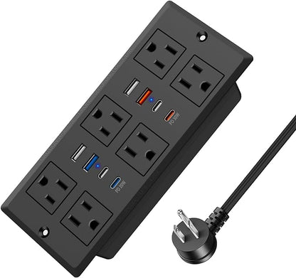 Recessed Power Strip with PD 30W Fast Charging, Conference Desk Flush Mount by HEZI