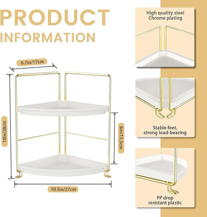 JANUS LiANG 2-Tier Corner Bathroom Countertop Organizer, Tiny Counter Corner - Image 2