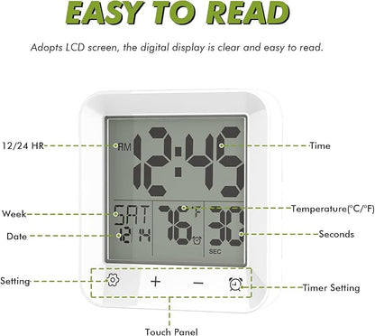 Wisoee Digital Shower Clock Waterproof, Bathroom Wall Clock Timer - Image 4