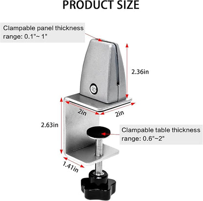Heavy Duty Sneeze Guard Clamp For 0.1" to 1" Thick Panel, Desk Partition - Image 2