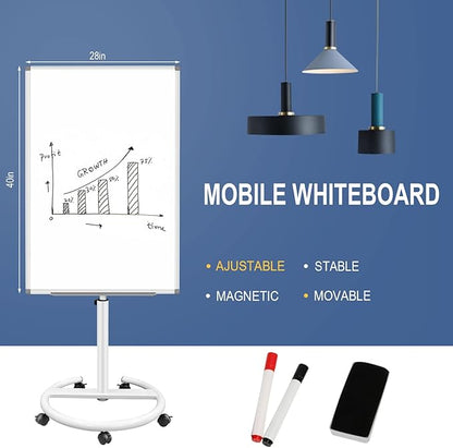 BIBOC Mobile Dry Erase Board – 40x28 inches Magnetic Portable Whiteboard Stand - Image 6