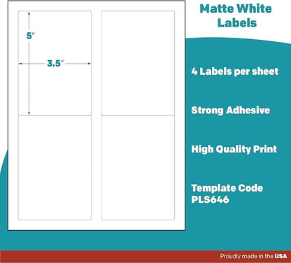 Premium Label Supply White Sticker Mailing/Shipping Labels – 3.5" x 5" – - Image 4