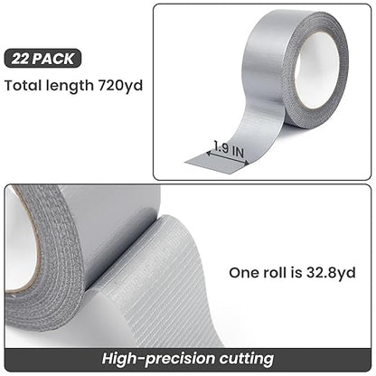 TOMAIX 22 Rolls Heavy Duty Duct Tape Bulk, 720 Yards, Waterproof & Strong - Image 2
