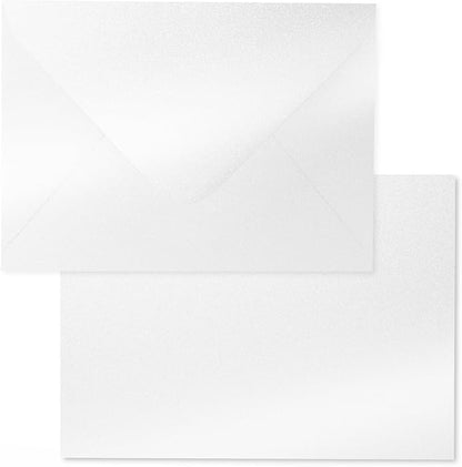 Shimmer Shiny White Envelopes 5.25 x 7.25 inches 100 PCS, Goefun A7 Euro V Flap by Goefun
