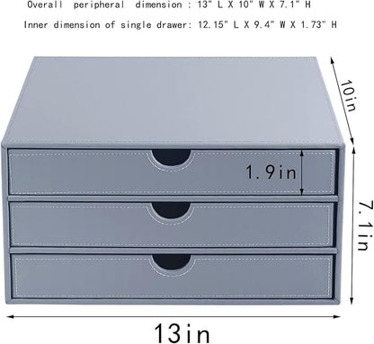 Leather Desk Organizer with 3 Drawers/Tray, Executive Office Supplies Desktop - Image 4