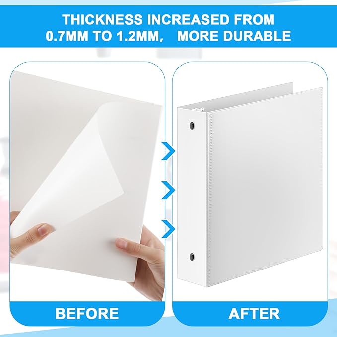 Henoyso 12 Pcs 3 Ring 2 Inch Binders Fits 8.5 x 11 Inch Letter Size Paper - Image 3