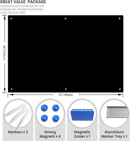 Magnetic Glass Writeboard 72"x48" Premium Tempered Dry Erase Boards Wall - Image 4
