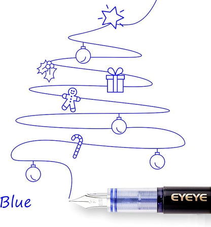 EYEYE Fountain Pens for Writing, 8 Pack Blue Fine Point Pens Disposable - Image 4