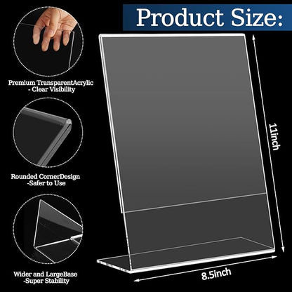 StyEdEk 6 Pack 8.5x11 Inch Acrylic Sign Holder Clear Plastic Table Paper - Image 2