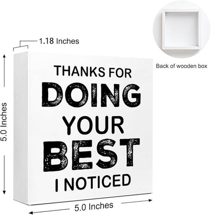 WUZYOU Workplace Wooden Block Sign "Thanks - Image 2
