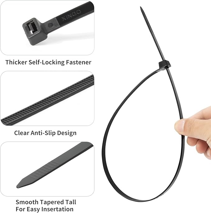 XINGO 20 Inch Black Large Heavy Duty Zip Ties 100 Pack, 200 LBS Ultra Strong - Image 5