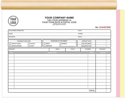 Custom Invoice Book with Logo 50 Set Personalized Receipt Books Customized by Unknown