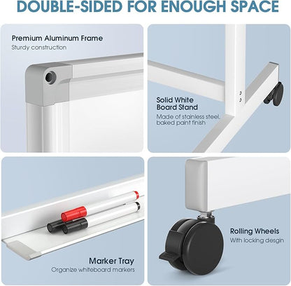 MaxGear Rolling Whiteboard, 48 x 32 Inch Double-Sided Magnetic Dry Erase Board - Image 6