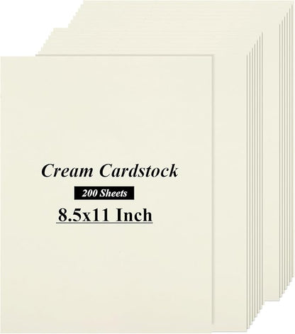 QTLCOHD 200 Sheets Cream Cardstock 8.5 x 11 Off White Cardstock 110lb Ivory by WelcomeToQTLCOHD