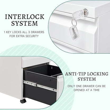 Letaya 3 Drawer Mobile File Cabinet - Image 7