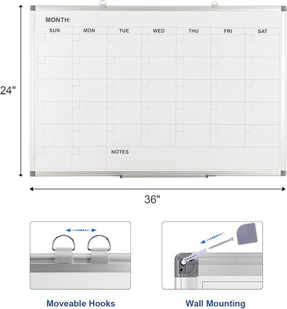 Comix Magnetic Dry Erase Calendar Whiteboard, 36 x 24 Inches Monthly Calendar - Image 2